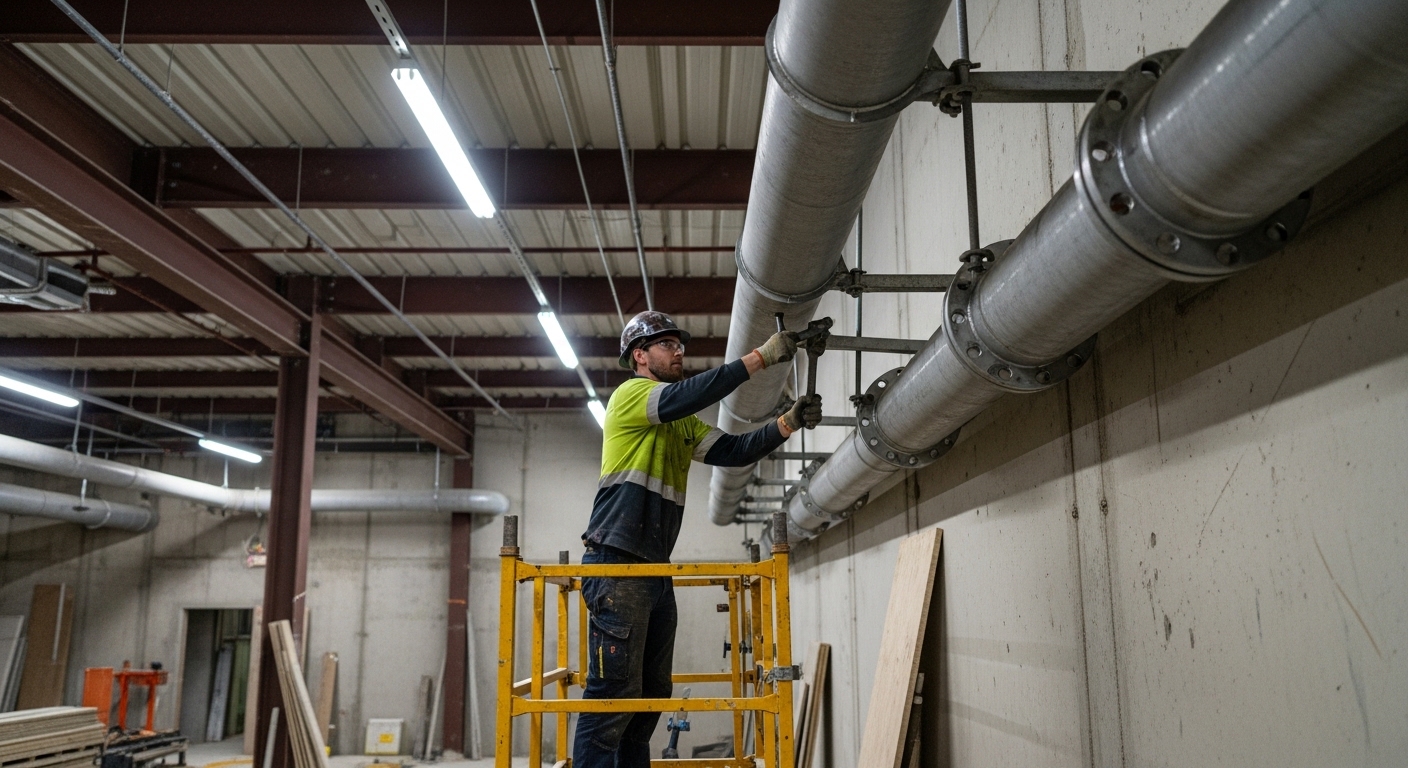 Engineer checking gas pipes