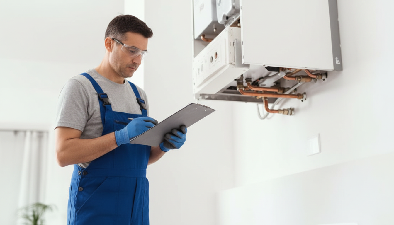 An engineer checking a boiler