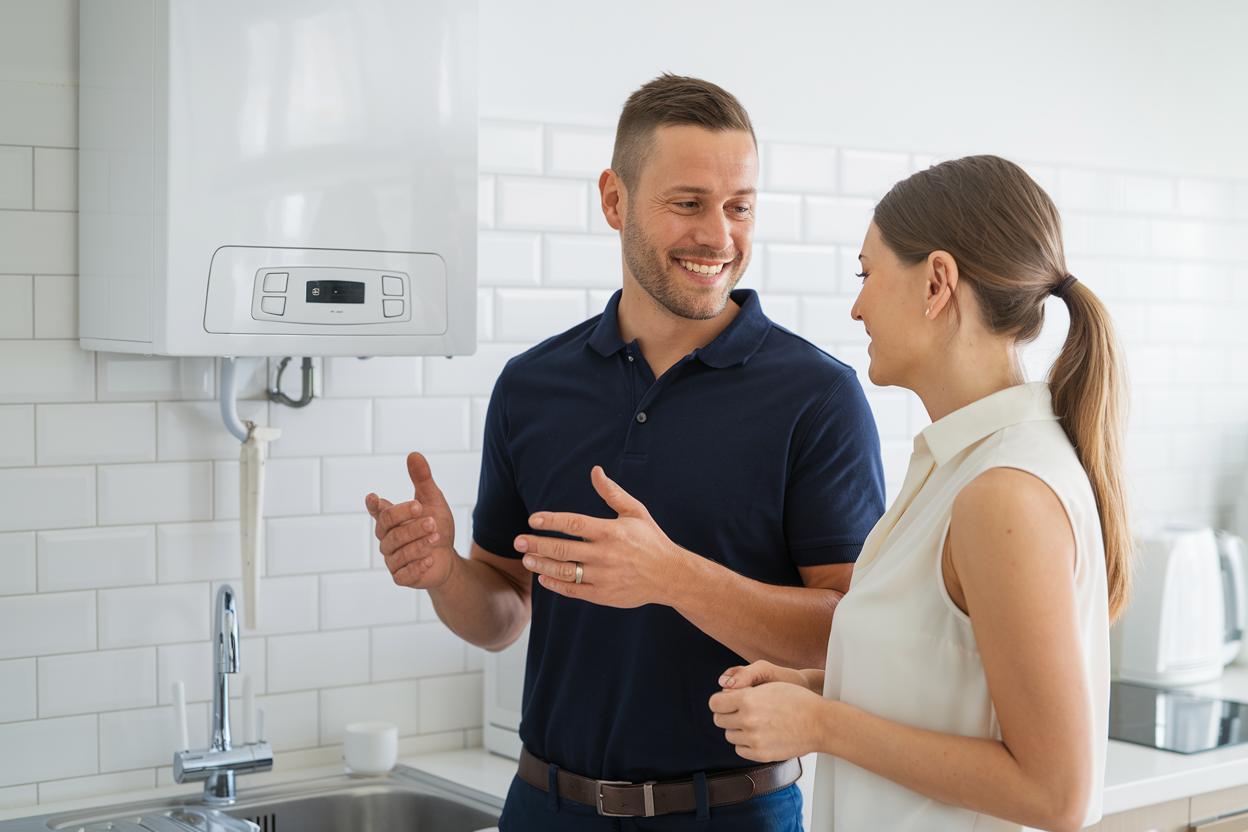 An engineer talking to a homeowner