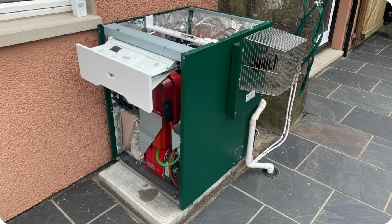 An oil boiler outside