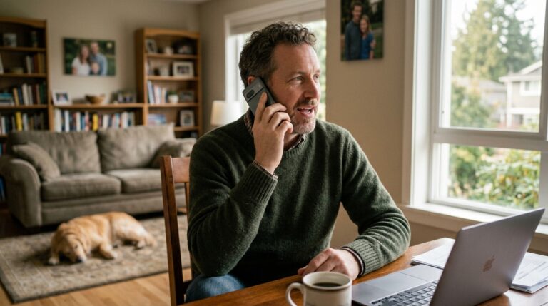 Homeowner talking over the phone