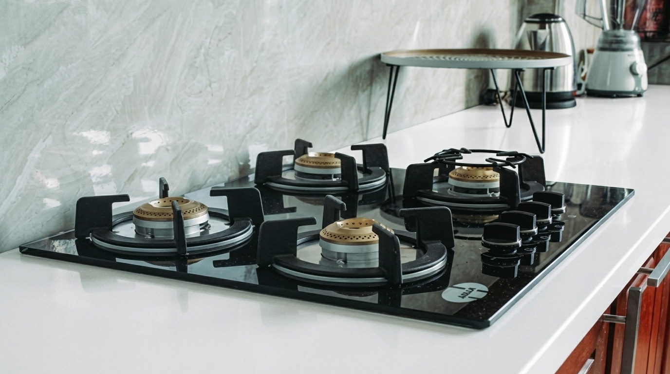 Gas hob on a kitchen