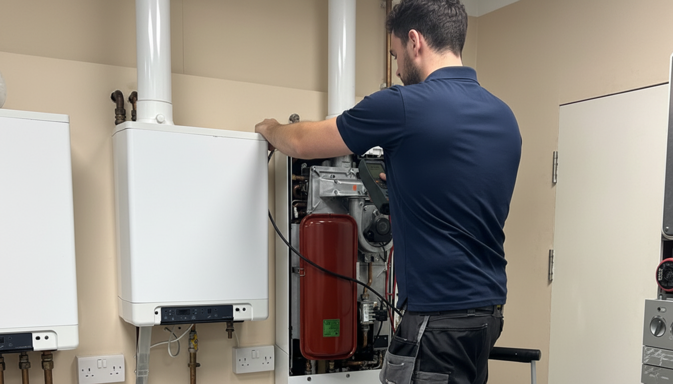 An engineer doing a test on the boiler